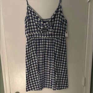 Old Navy Blue and White Checkered Midi Dress